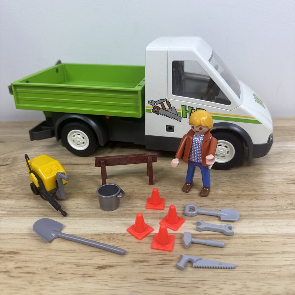 Playmobil Flatbed Construction Handy Man Pick Up Truck H&D 7473 2009 HTF